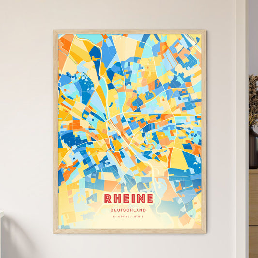 Colorful RHEINE GERMANY Fine Art Map Blue Orange