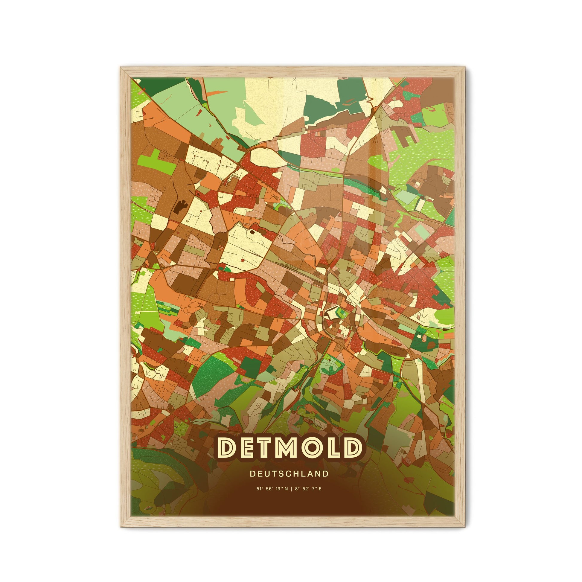 Colorful DETMOLD GERMANY Fine Art Map Farmhouse