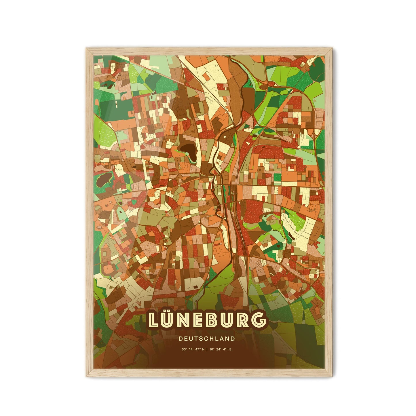 Colorful LUNEBURG GERMANY Fine Art Map Farmhouse