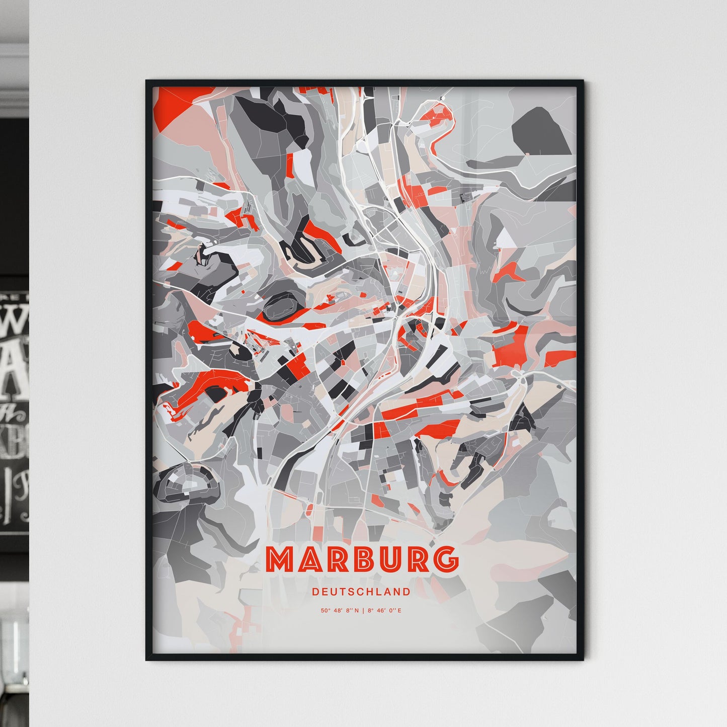 Colorful MARBURG GERMANY Fine Art Map Modern