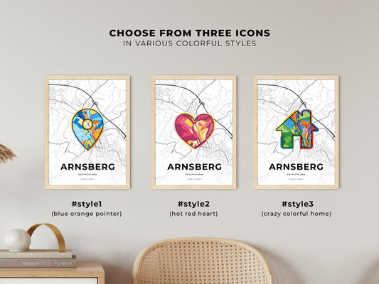 Arnsberg Germany maps with colorful icons