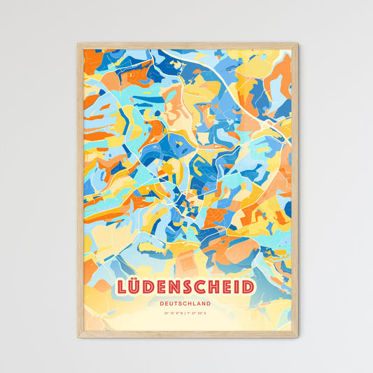 Colorful LUDENSCHEID GERMANY Fine Art Map Blue Orange