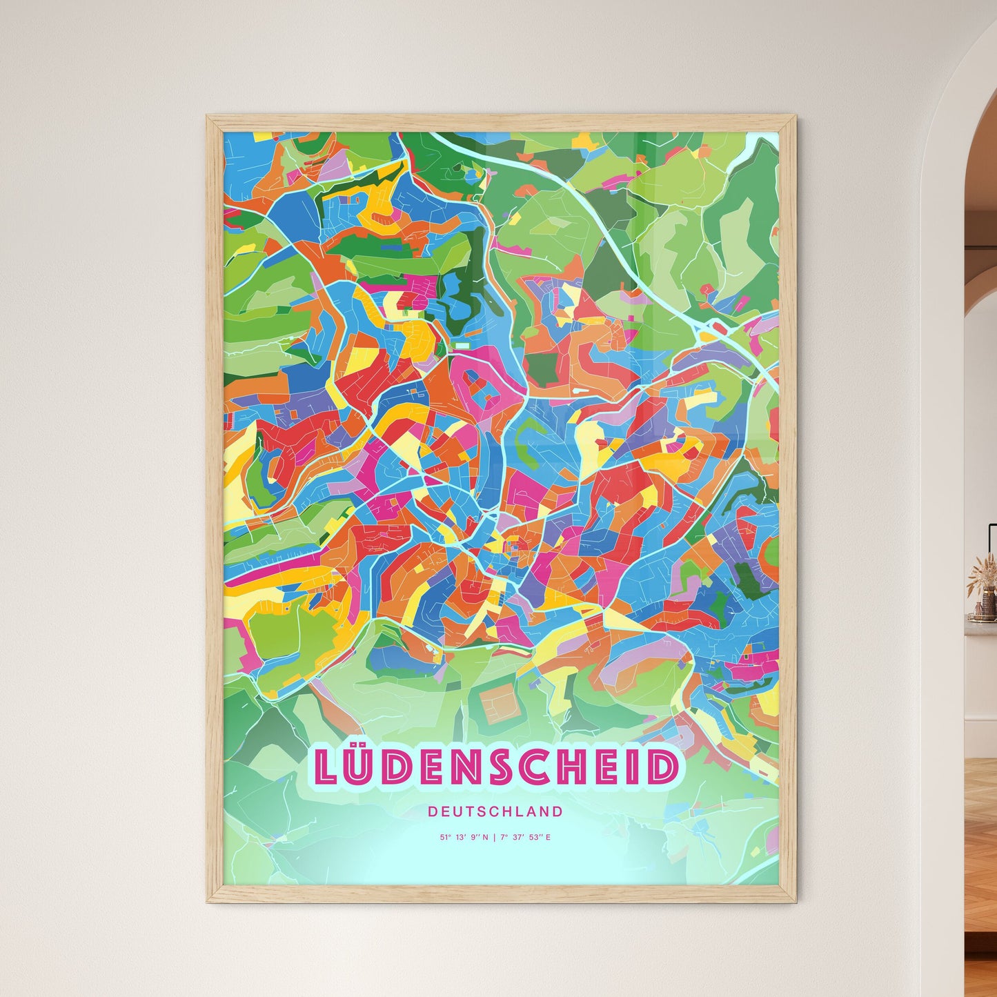 Colorful LUDENSCHEID GERMANY Fine Art Map Crazy Colors