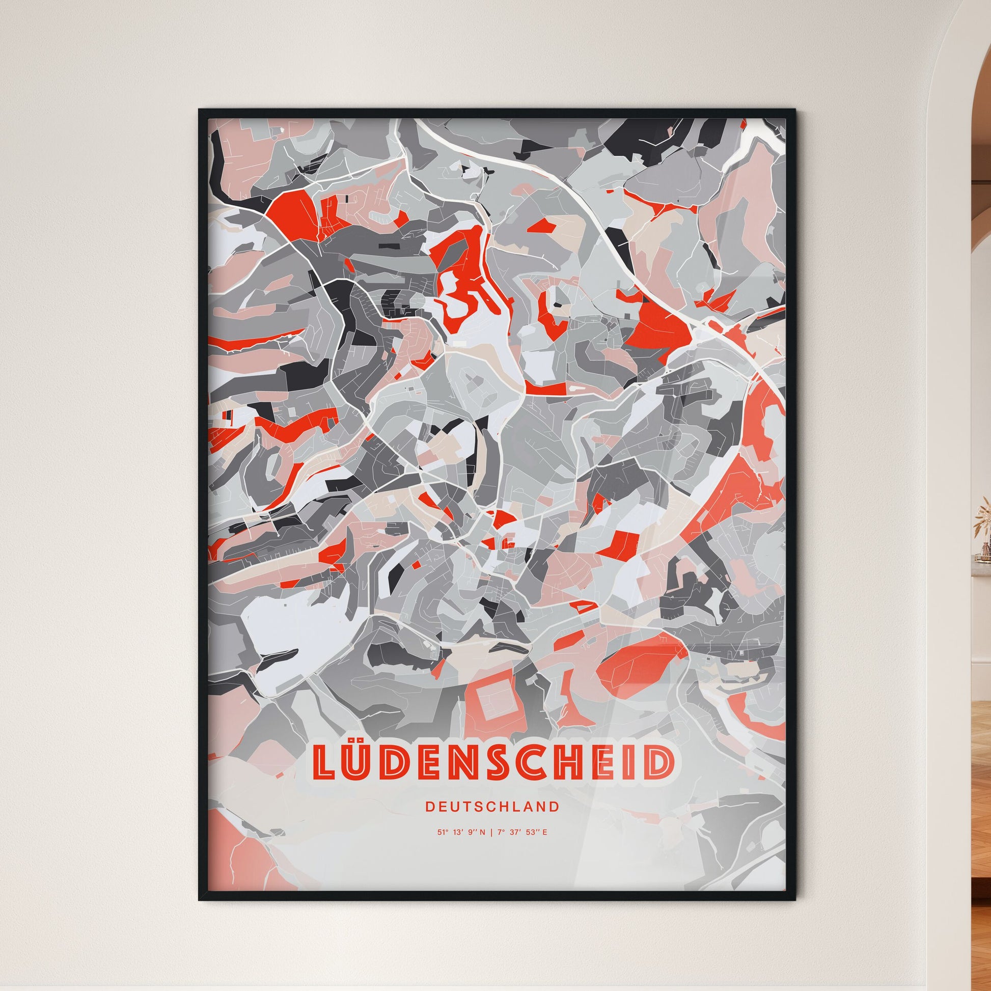 Colorful LUDENSCHEID GERMANY Fine Art Map Modern