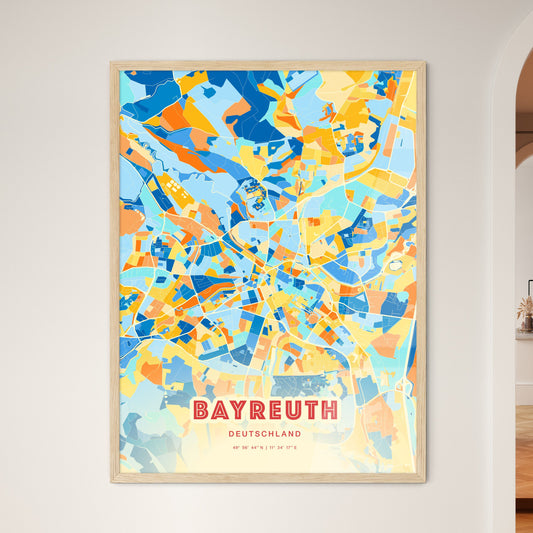 Colorful Bayreuth Germany Fine Art Map Blue Orange