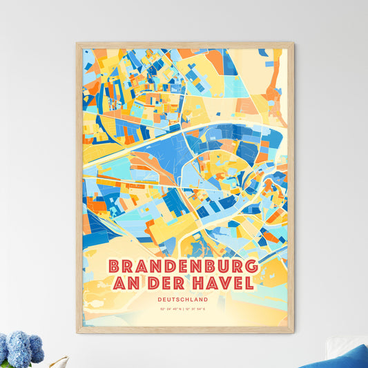 Colorful BRANDENBURG AN DER HAVEL GERMANY Fine Art Map Blue Orange