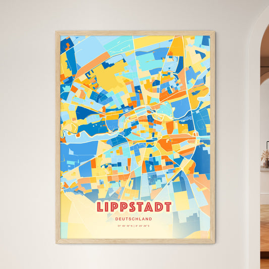 Colorful LIPPSTADT GERMANY Fine Art Map Blue Orange