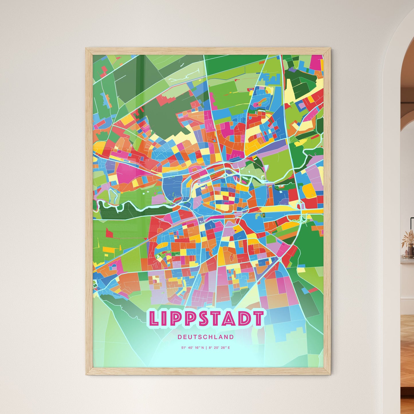Colorful LIPPSTADT GERMANY Fine Art Map Crazy Colors