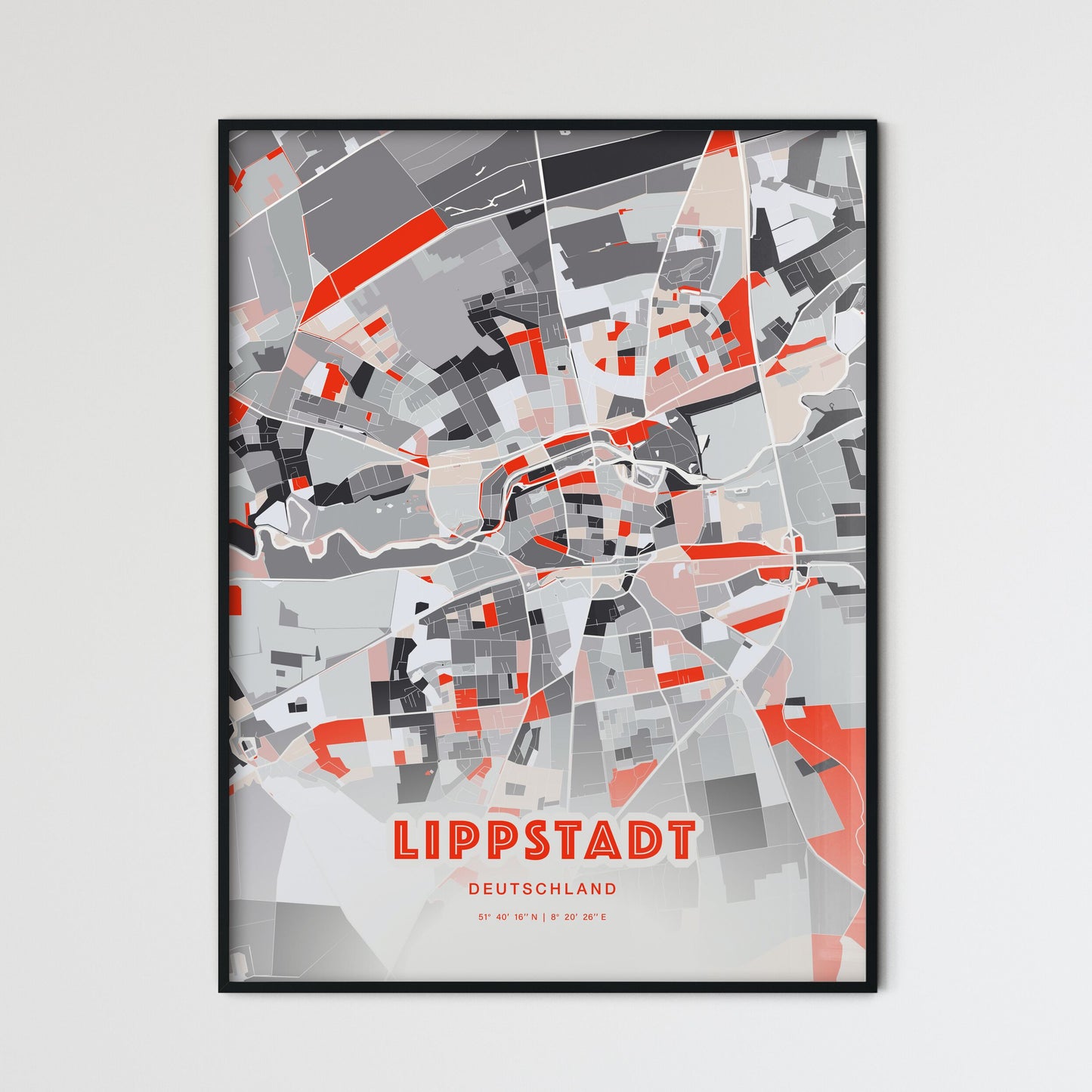 Colorful LIPPSTADT GERMANY Fine Art Map Modern