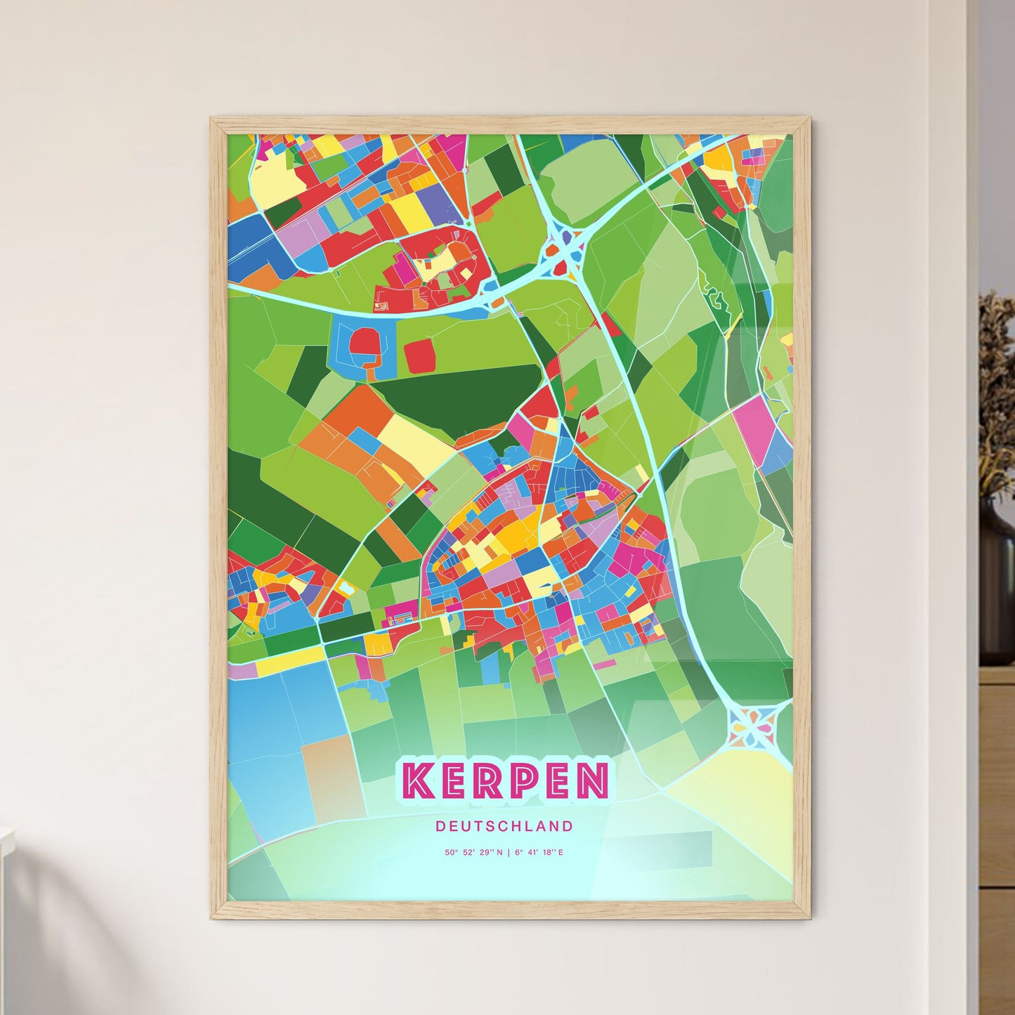 Colorful KERPEN GERMANY Fine Art Map Crazy Colors
