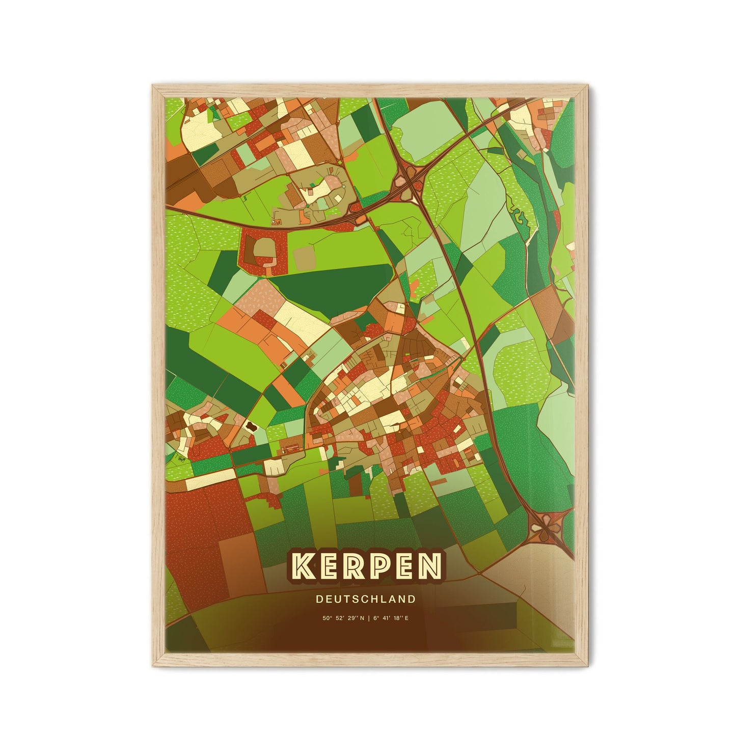 Colorful KERPEN GERMANY Fine Art Map Farmhouse