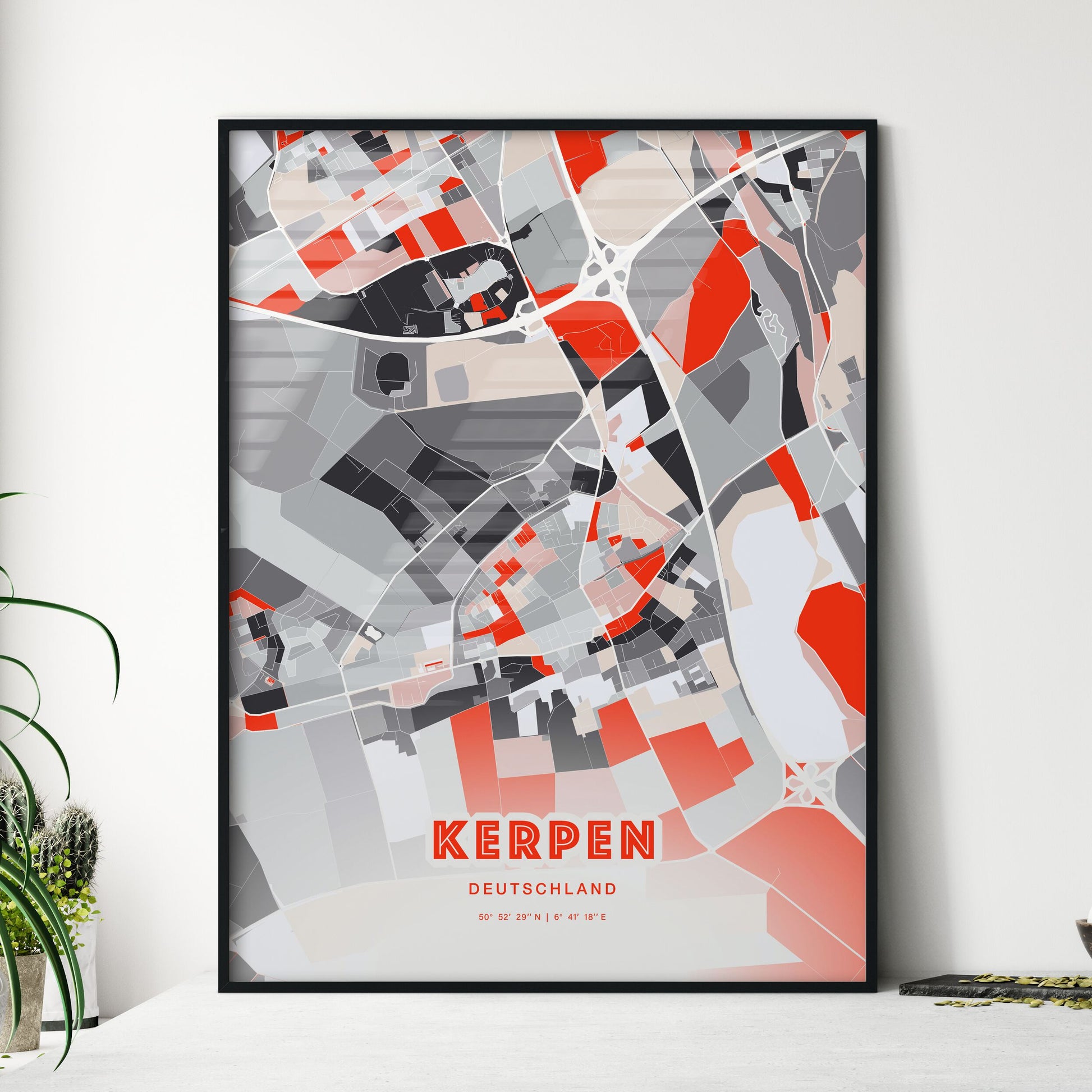 Colorful KERPEN GERMANY Fine Art Map Modern