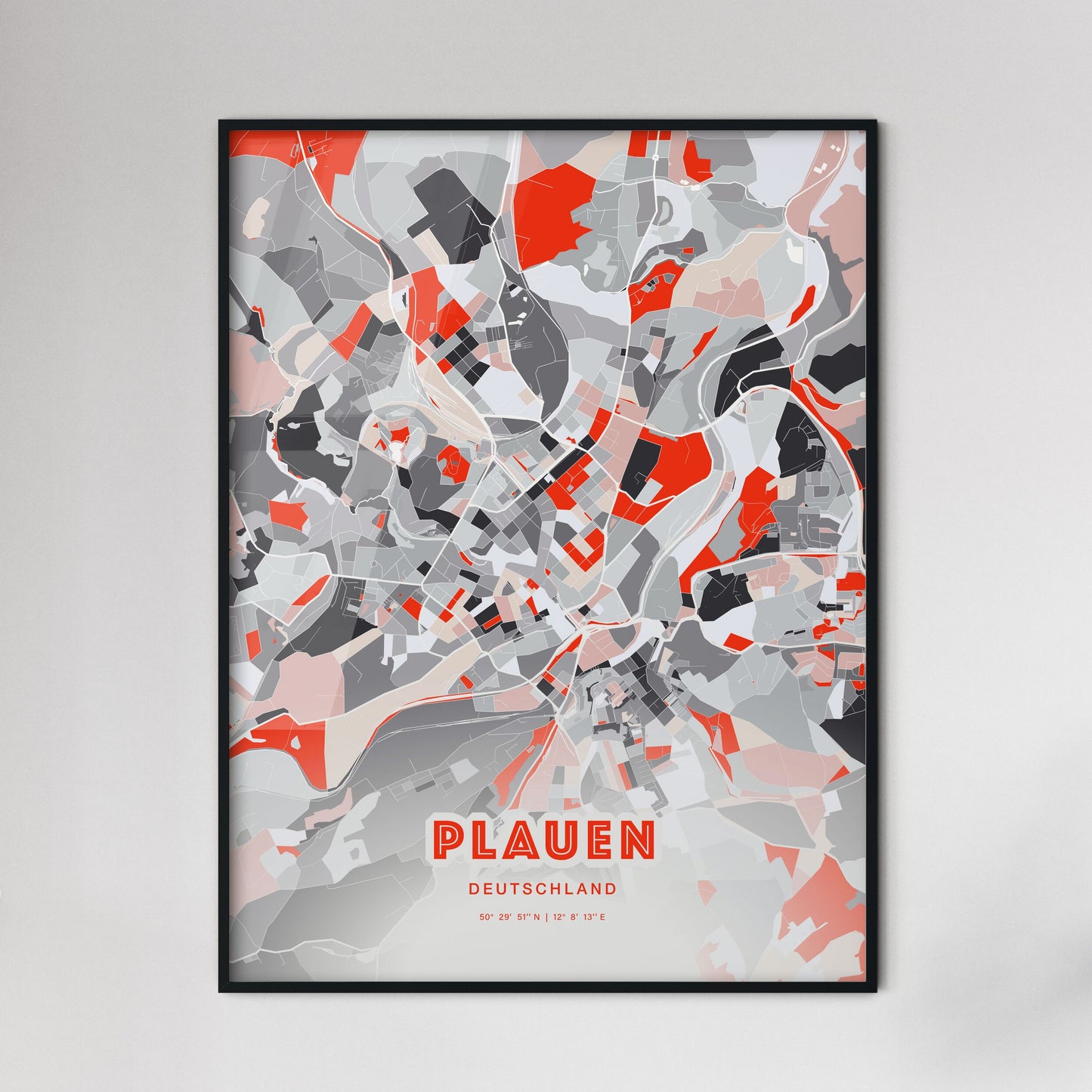 Colorful PLAUEN GERMANY Fine Art Map Modern