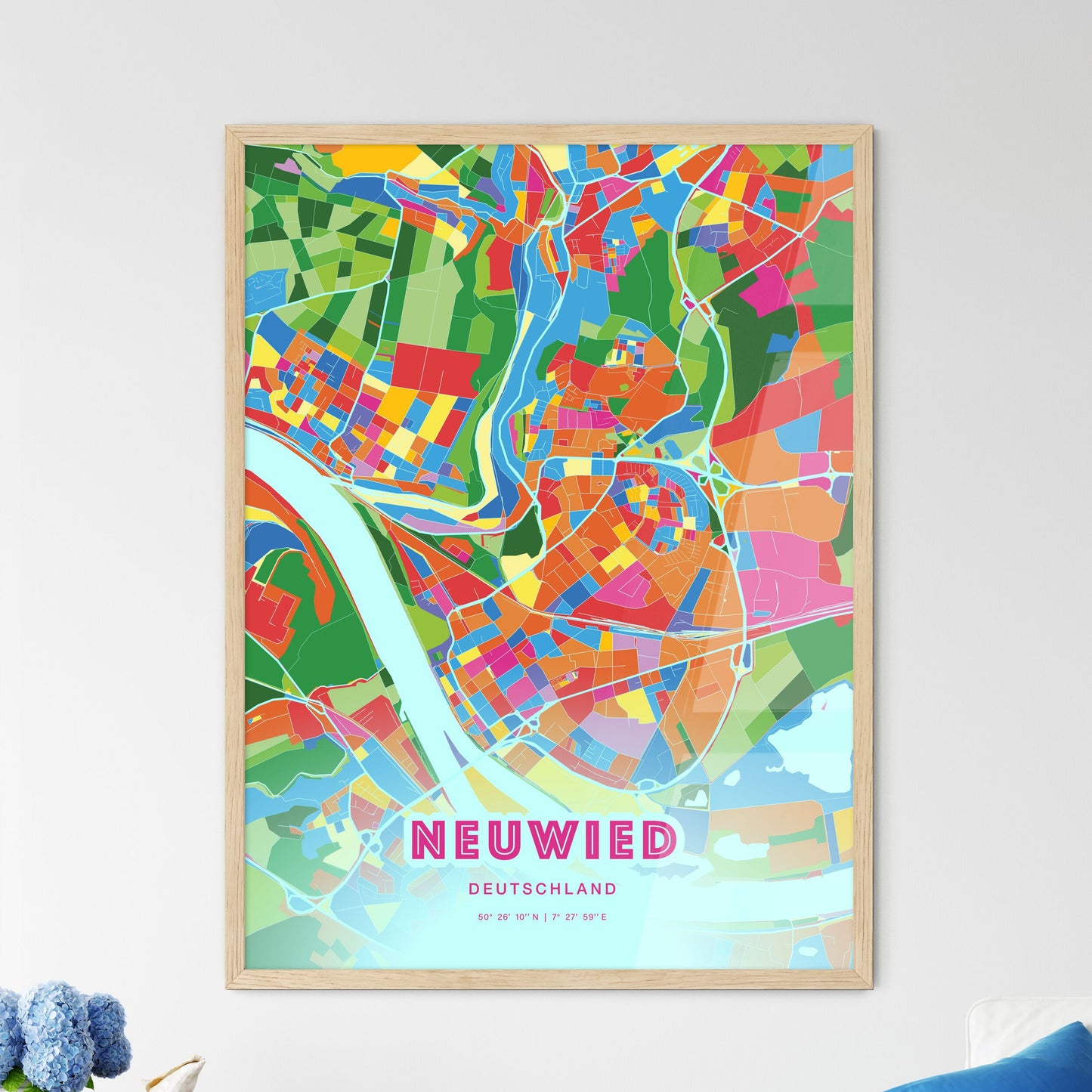 Colorful NEUWIED GERMANY Fine Art Map Crazy Colors