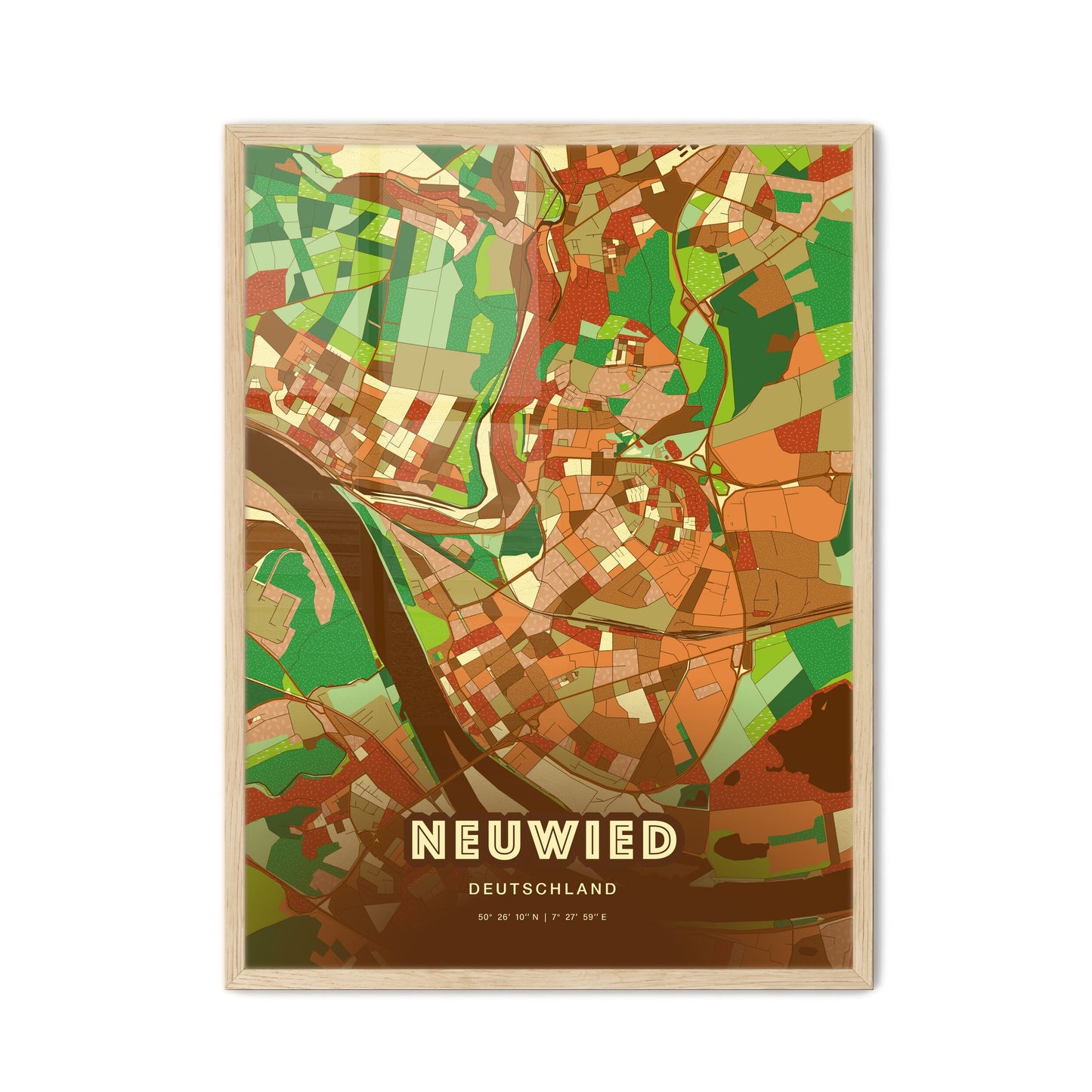 Colorful NEUWIED GERMANY Fine Art Map Farmhouse