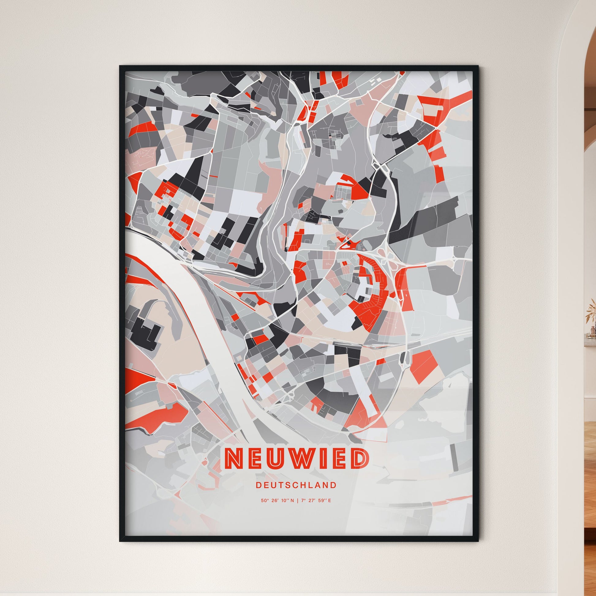 Colorful NEUWIED GERMANY Fine Art Map Modern