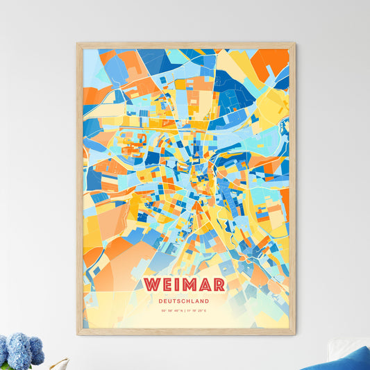 Colorful Weimar Germany Fine Art Map Blue Orange