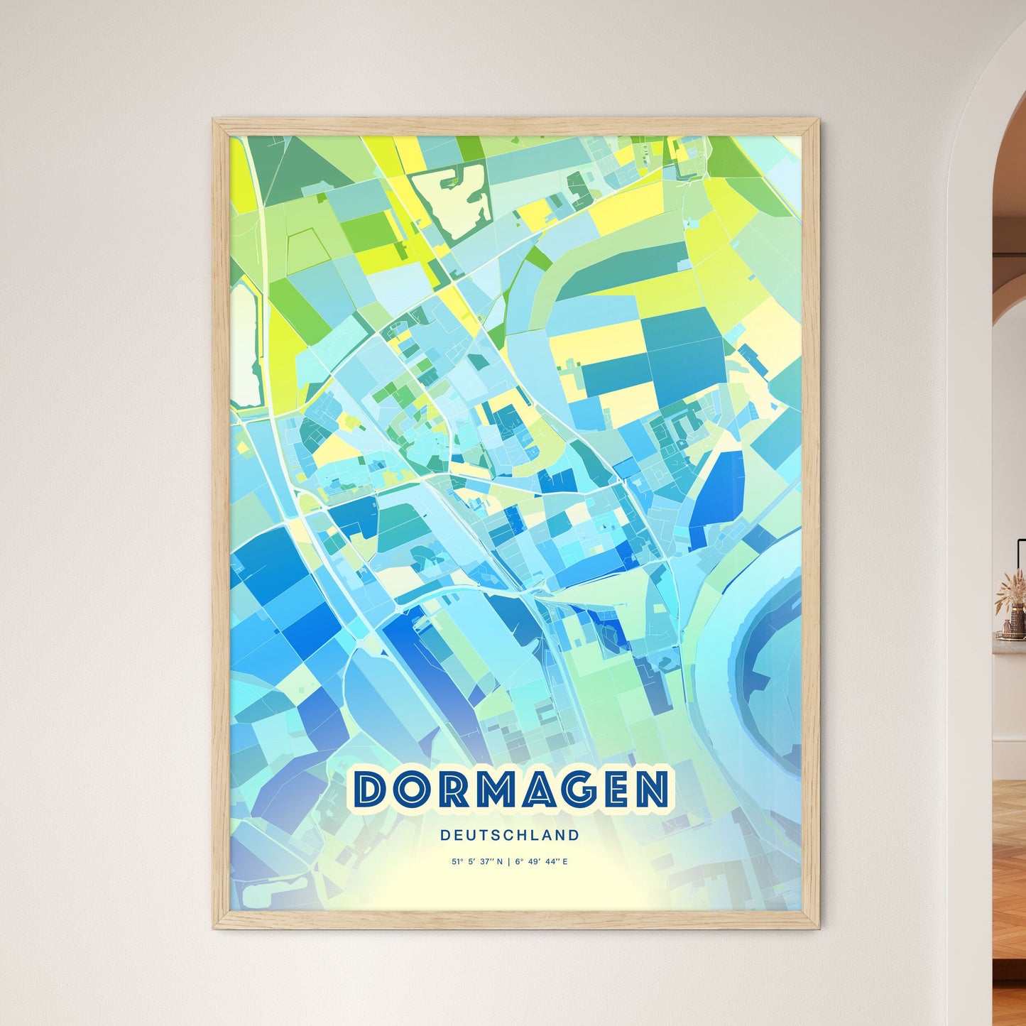 Colorful DORMAGEN GERMANY Fine Art Map Cool Blue