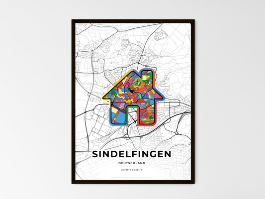 Sindelfingen Germany wedding art map with home icon