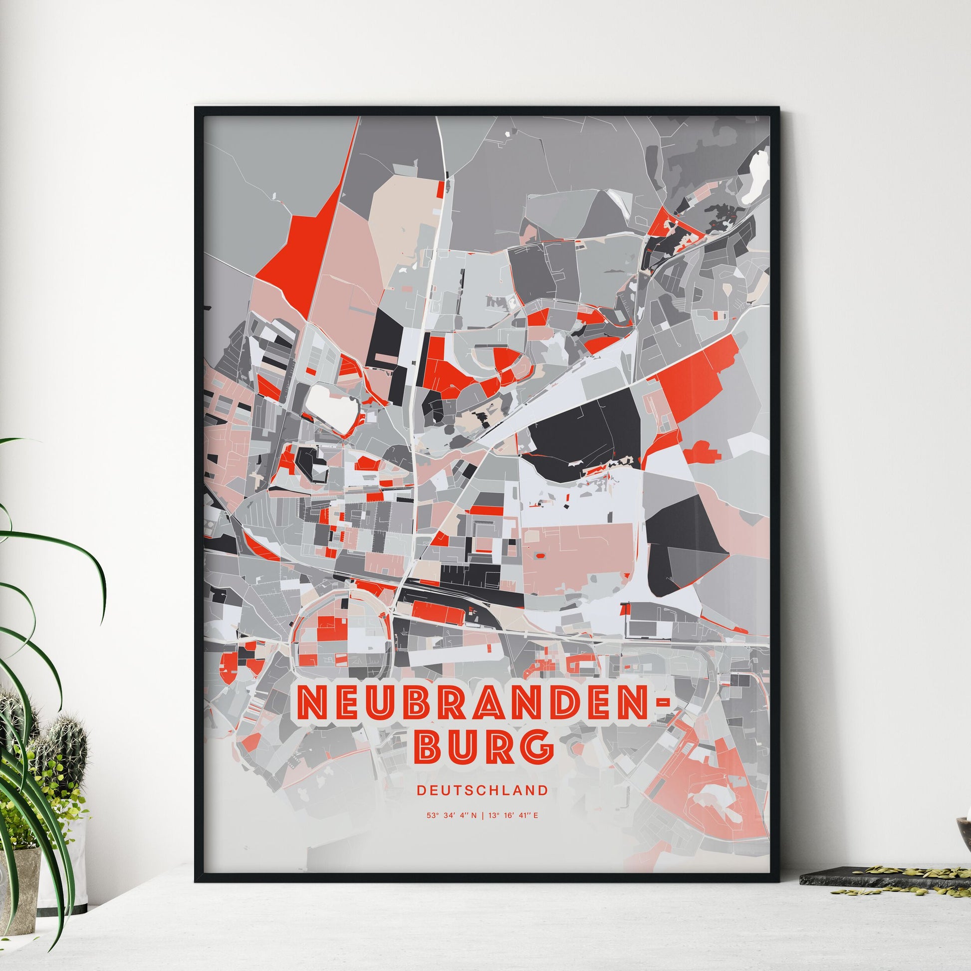 Colorful NEUBRANDENBURG GERMANY Fine Art Map Modern