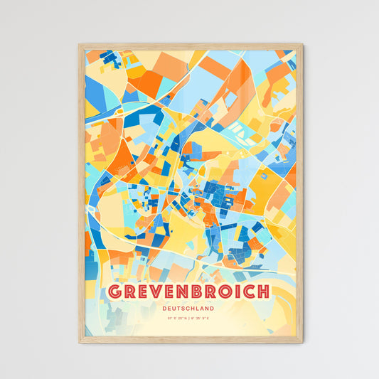 Colorful GREVENBROICH GERMANY Fine Art Map Blue Orange