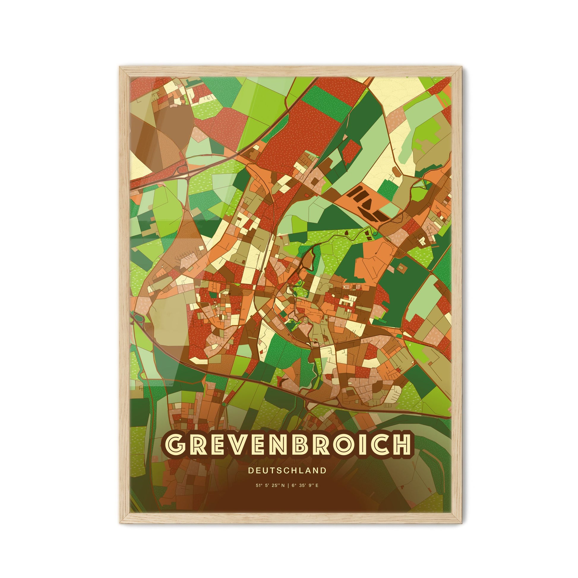 Colorful GREVENBROICH GERMANY Fine Art Map Farmhouse