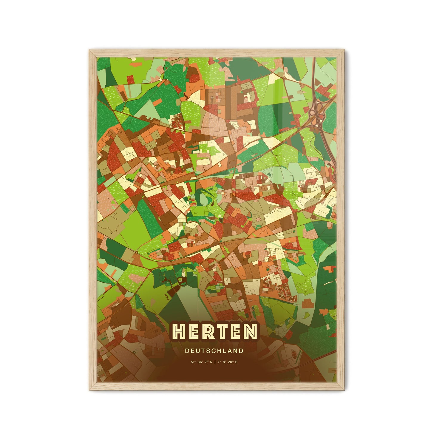 Colorful HERTEN GERMANY Fine Art Map Farmhouse