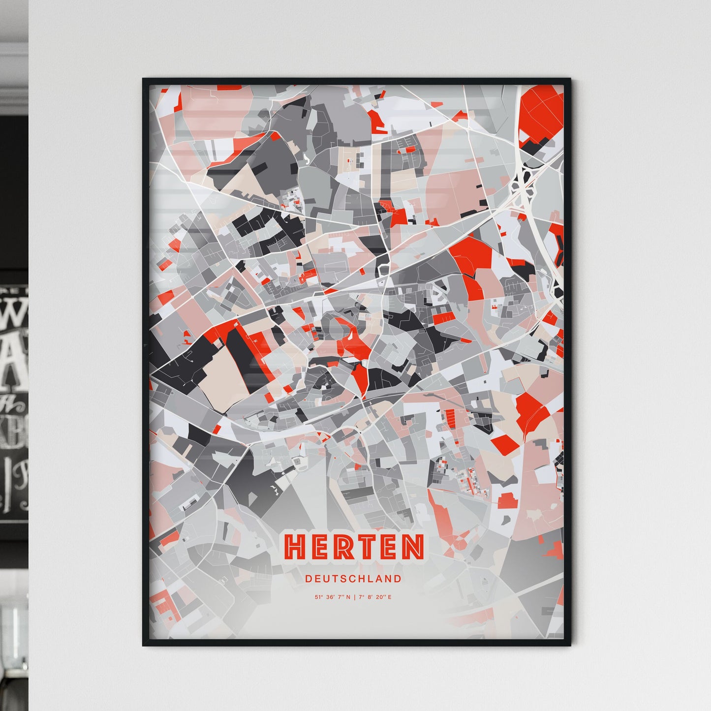 Colorful HERTEN GERMANY Fine Art Map Modern