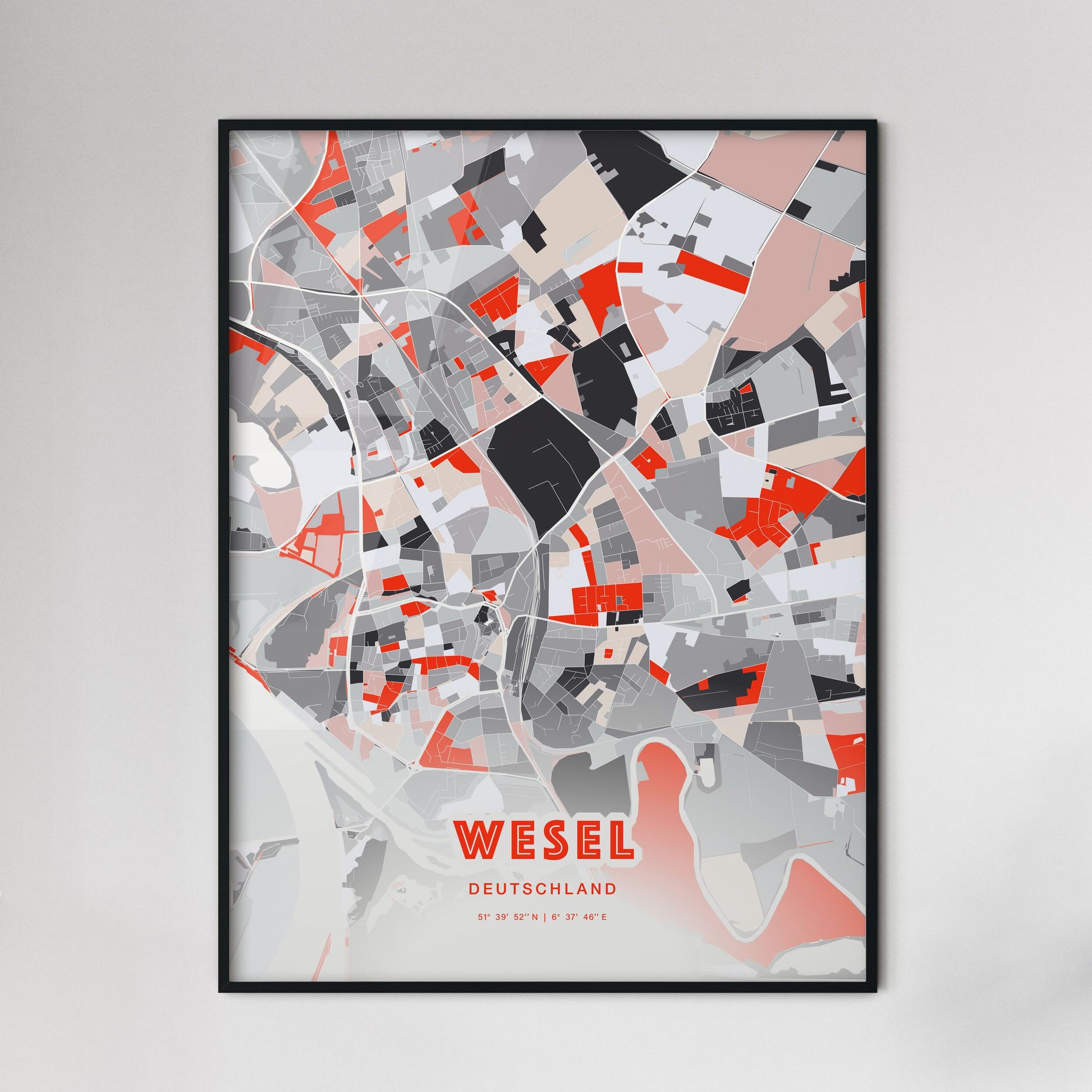 Colorful WESEL GERMANY Fine Art Map Modern