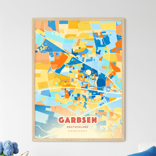 Colorful GARBSEN GERMANY Fine Art Map Blue Orange