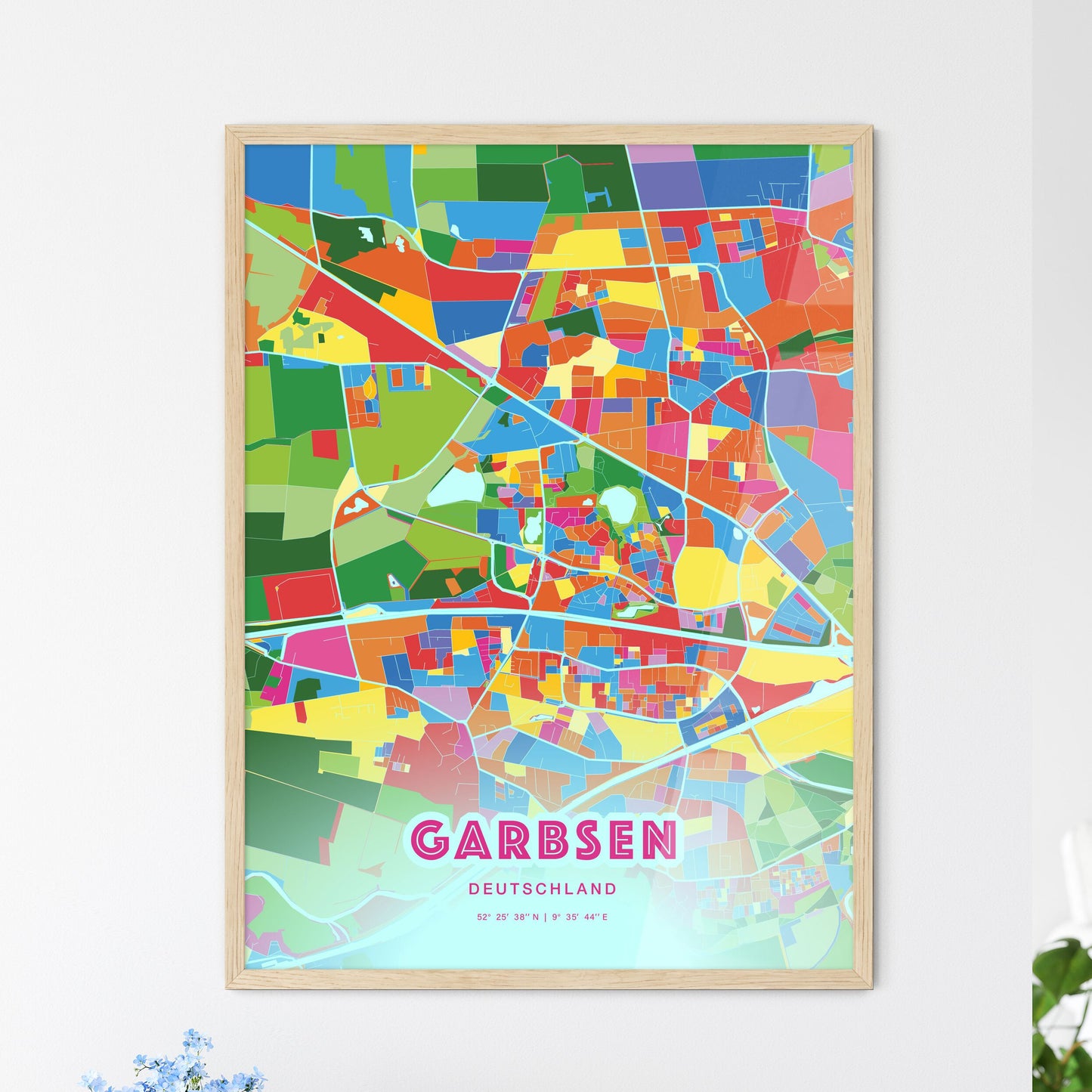 Colorful GARBSEN GERMANY Fine Art Map Crazy Colors