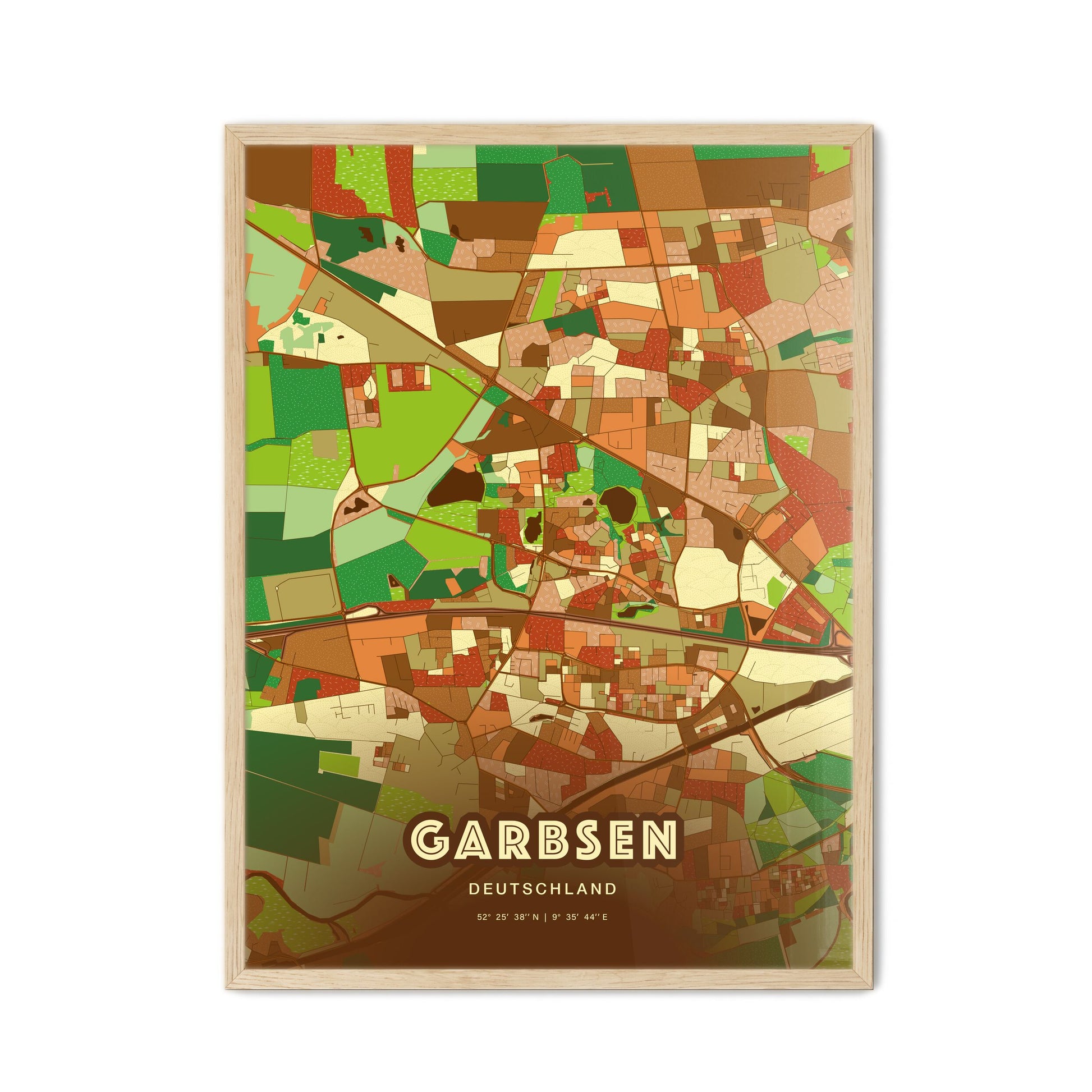 Colorful GARBSEN GERMANY Fine Art Map Farmhouse