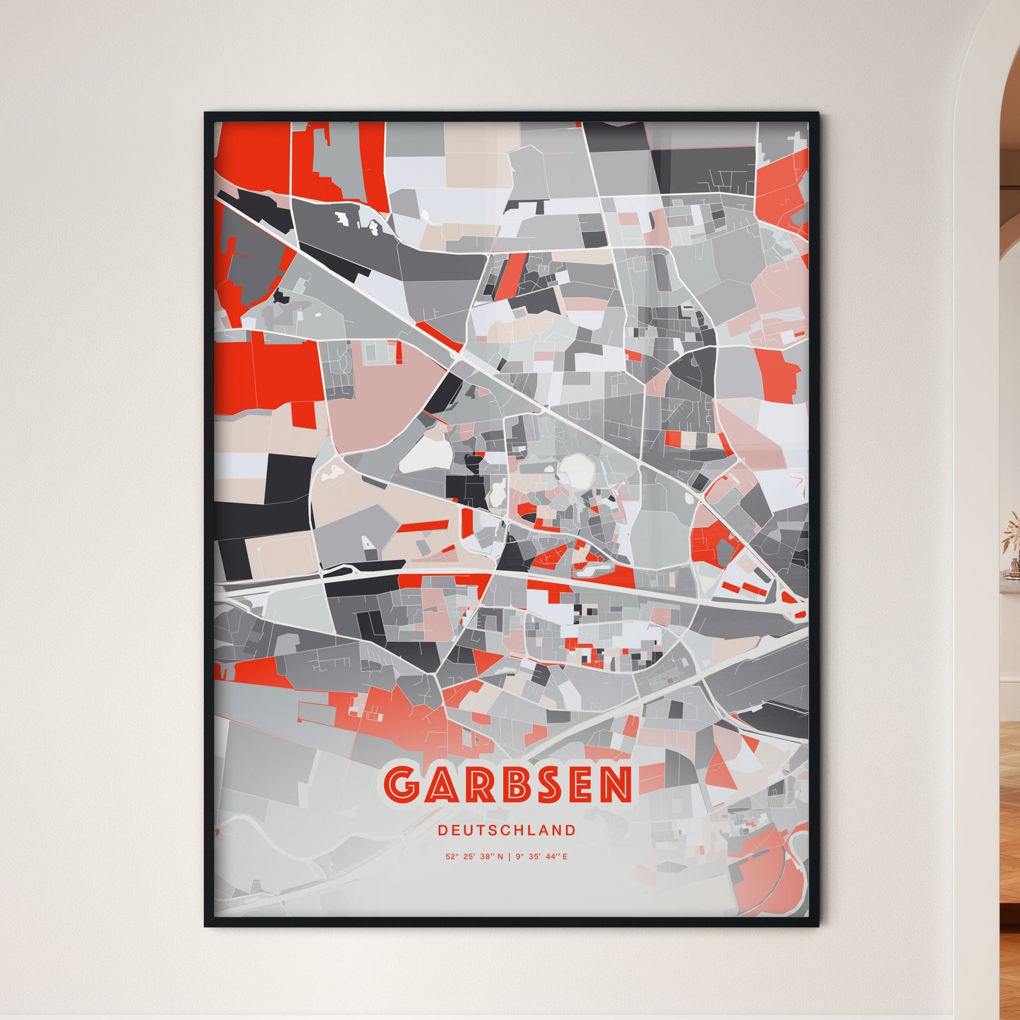 Colorful GARBSEN GERMANY Fine Art Map Modern