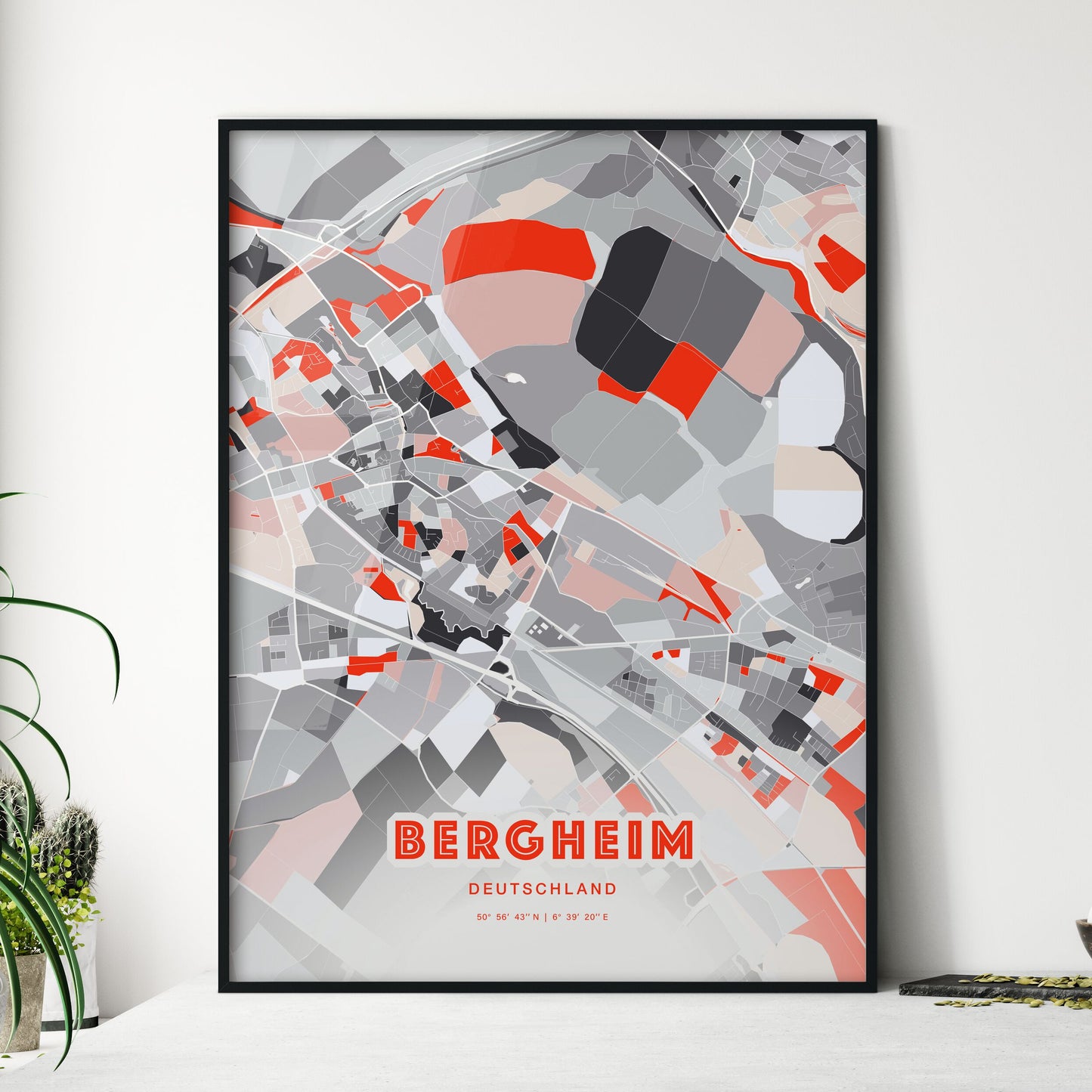 Colorful BERGHEIM GERMANY Fine Art Map Modern