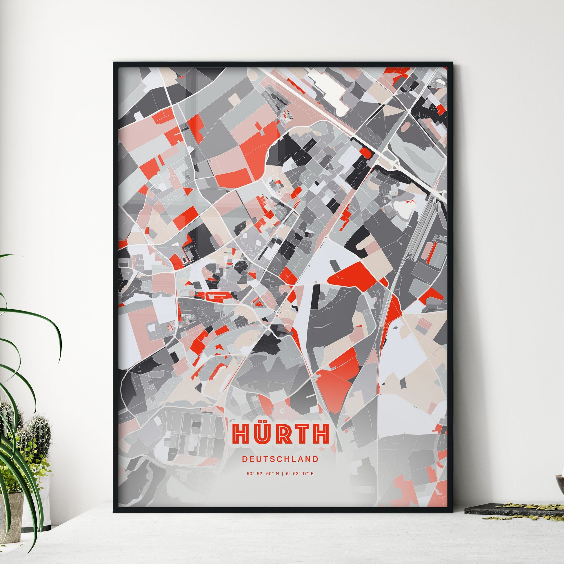 Colorful HURTH GERMANY Fine Art Map Modern