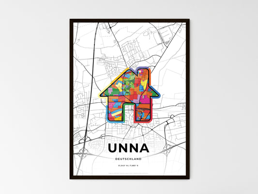 Unna Germany wedding art map with home icon