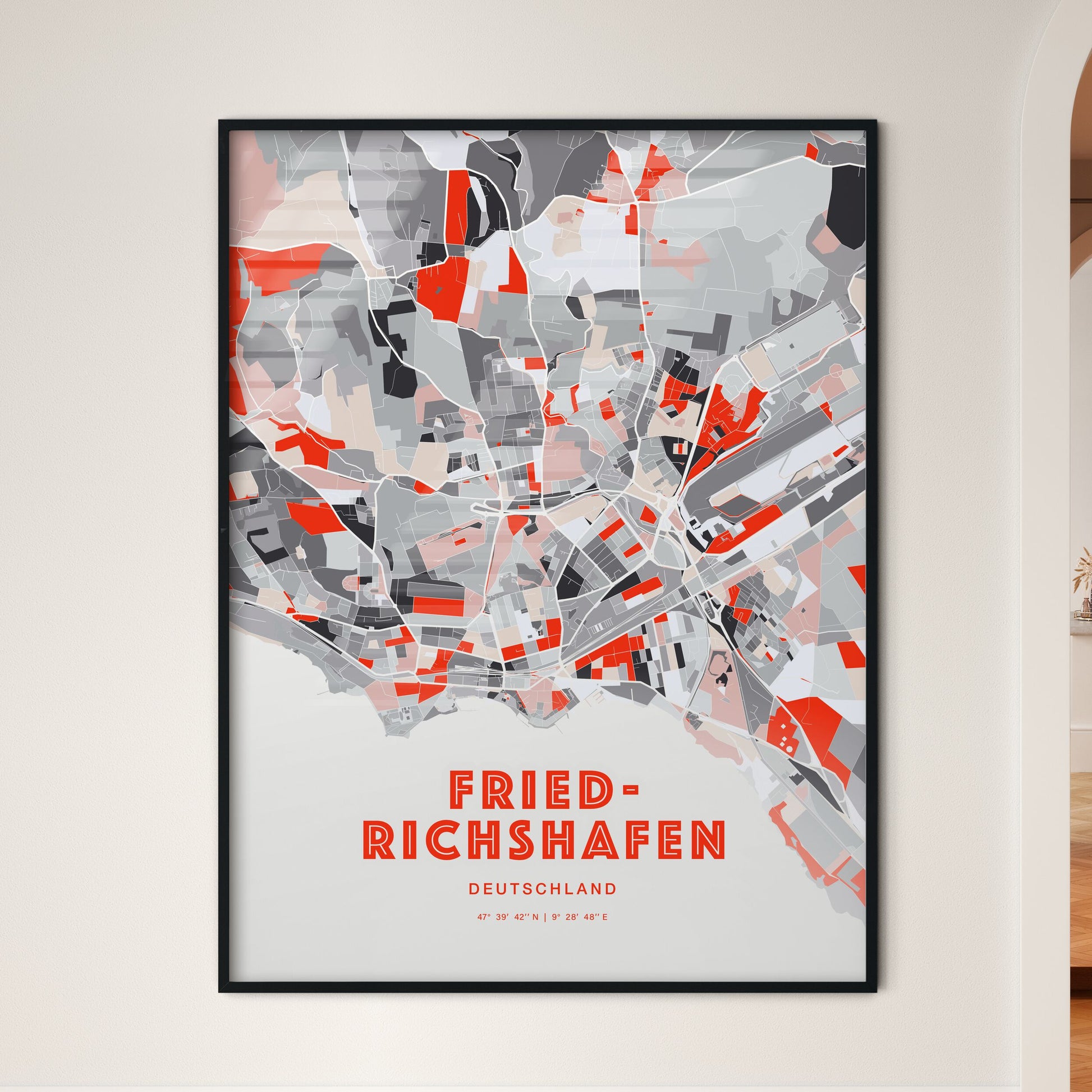 Colorful FRIEDRICHSHAFEN GERMANY Fine Art Map Modern