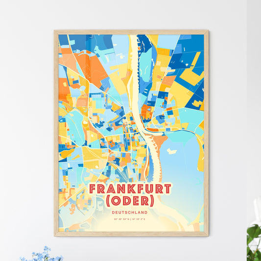 Colorful FRANKFURT (ODER) GERMANY Fine Art Map Blue Orange