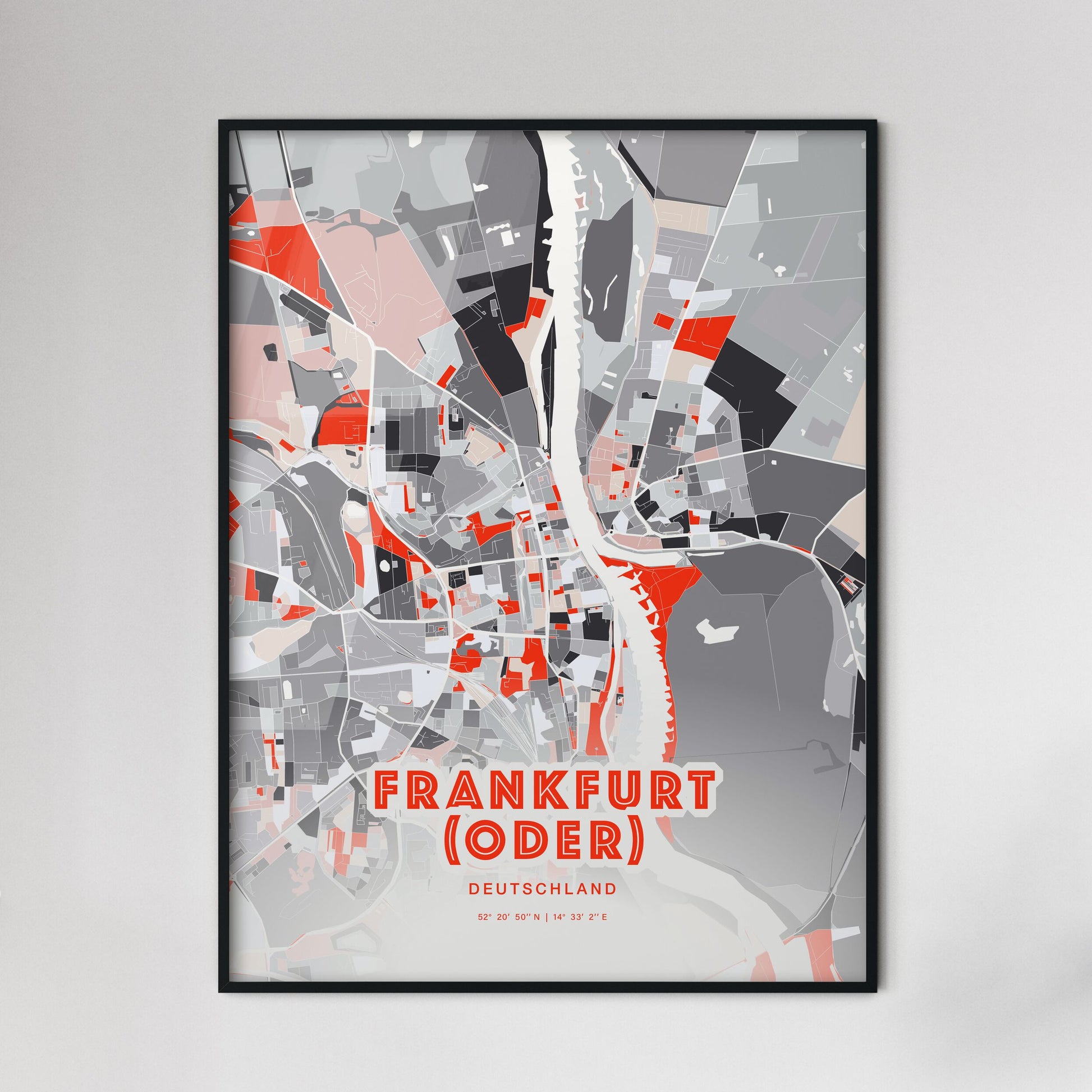 Colorful FRANKFURT (ODER) GERMANY Fine Art Map Modern