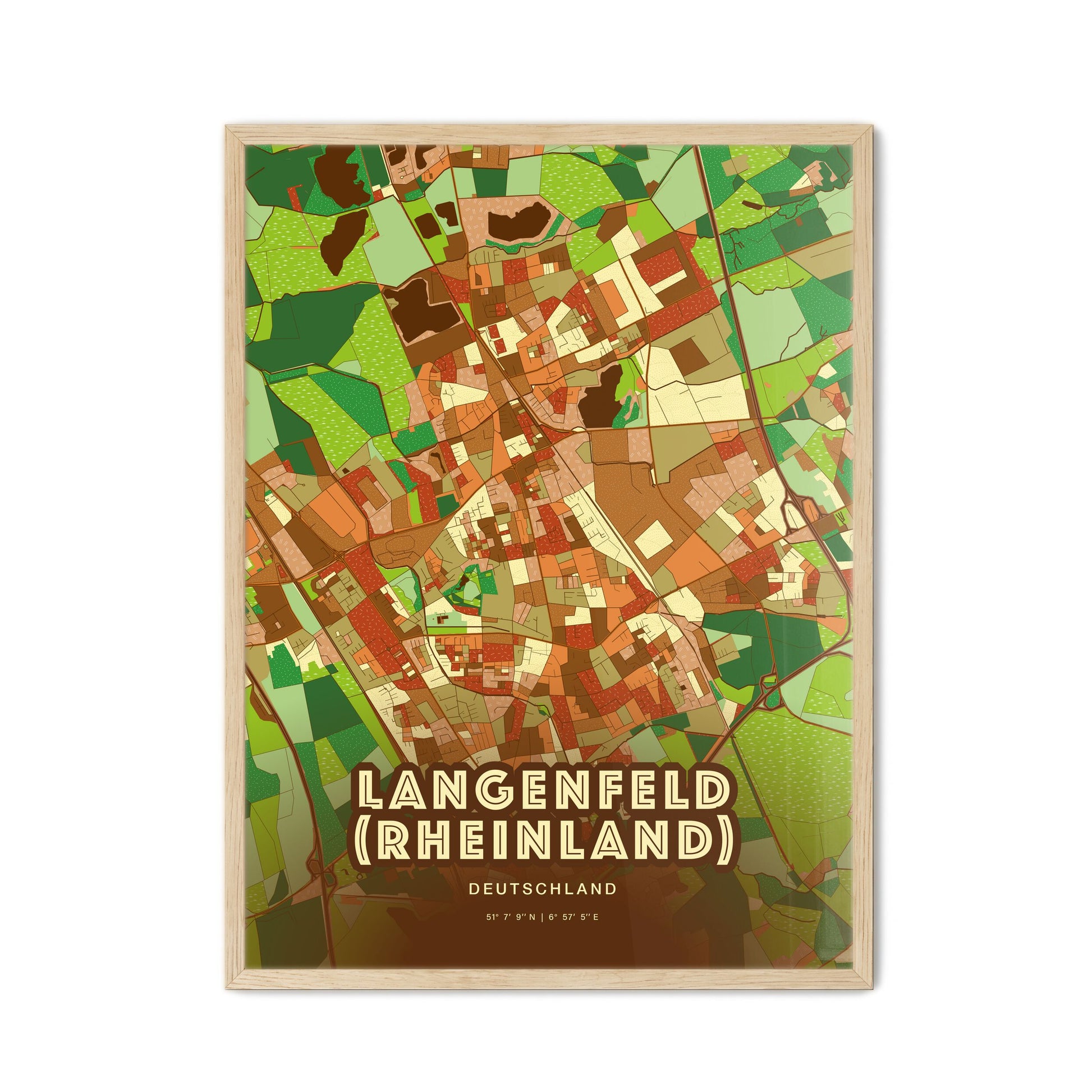 Colorful LANGENFELD (RHEINLAND) GERMANY Fine Art Map Farmhouse