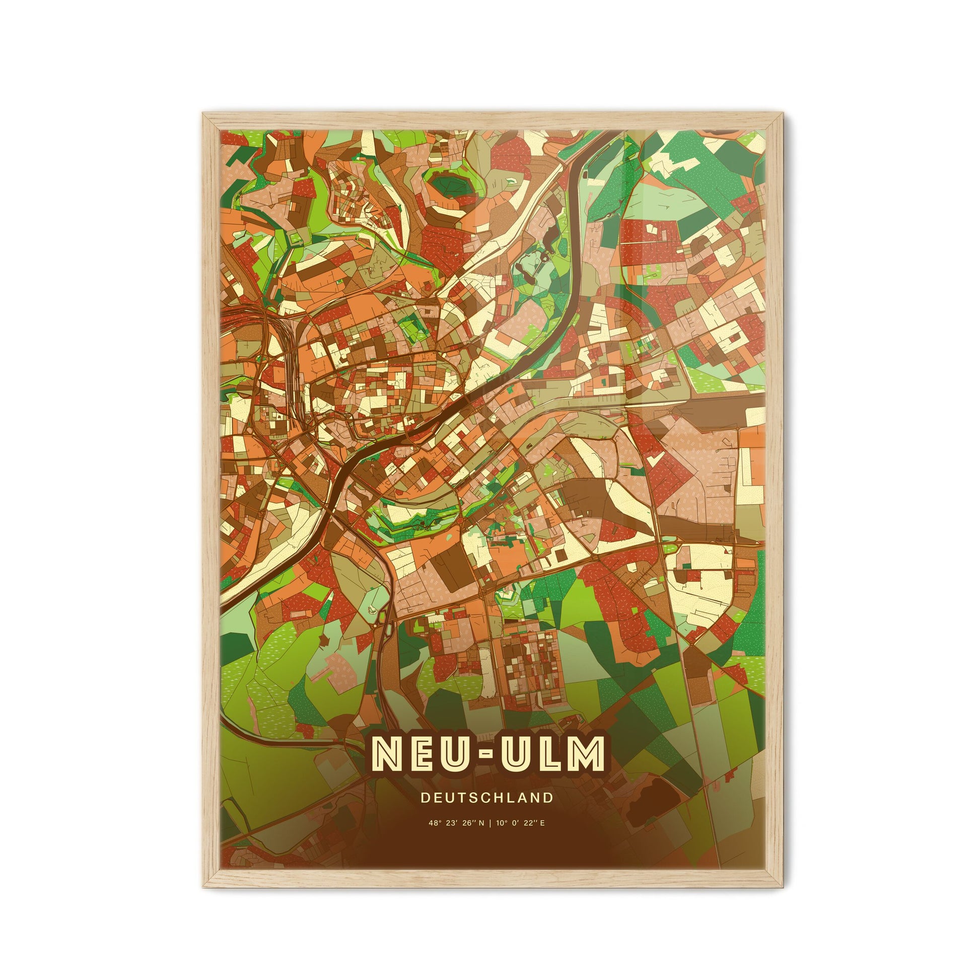 Colorful NEU-ULM GERMANY Fine Art Map Farmhouse