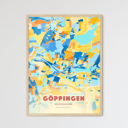 Colorful GOPPINGEN GERMANY Fine Art Map Blue Orange