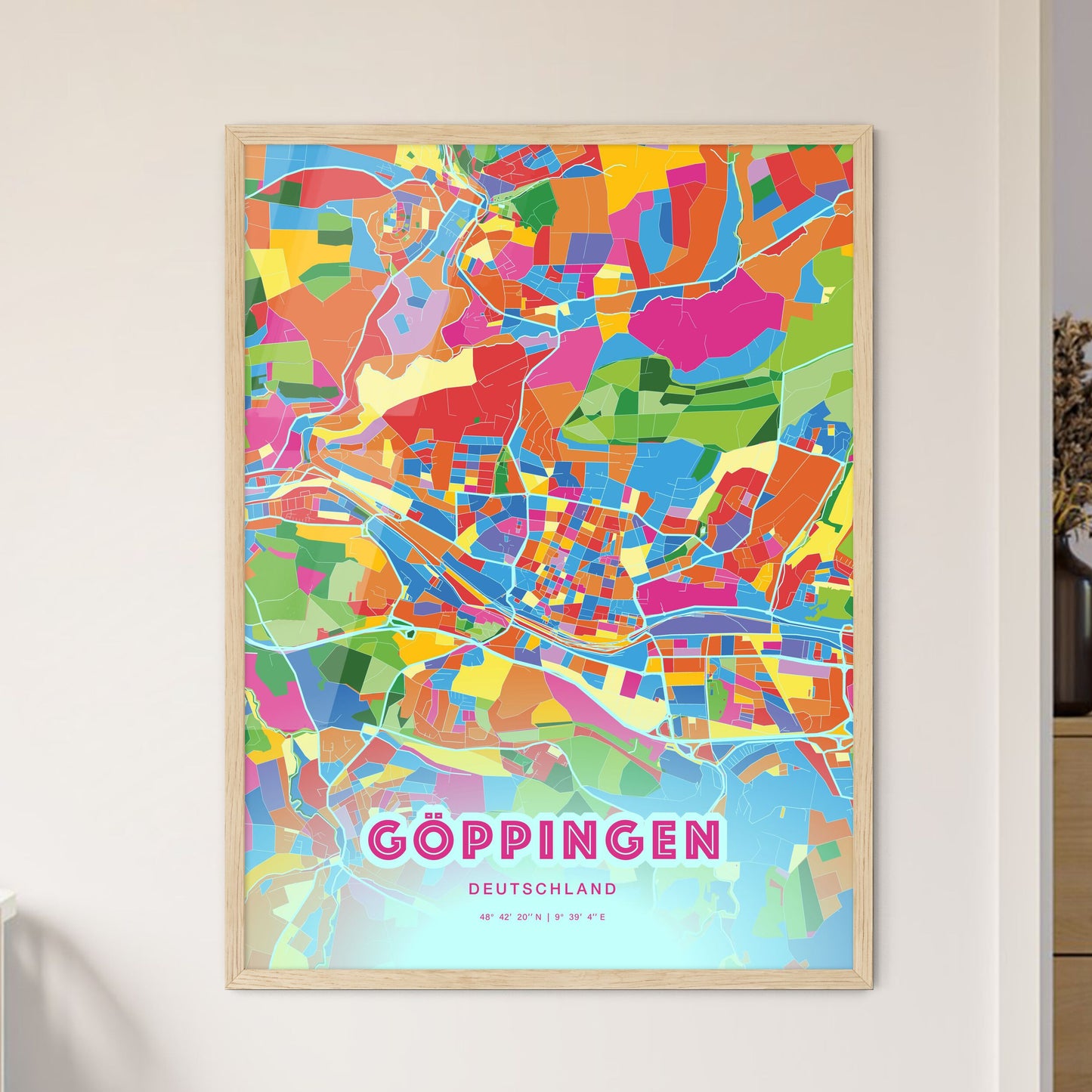 Colorful GOPPINGEN GERMANY Fine Art Map Crazy Colors