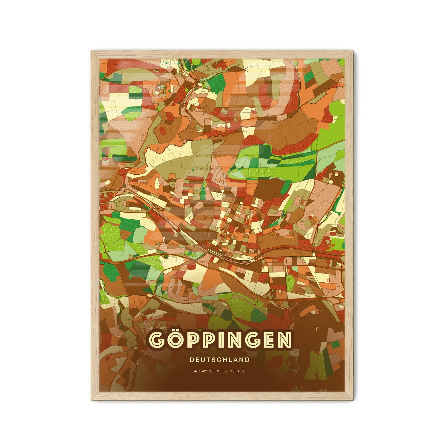 Colorful GOPPINGEN GERMANY Fine Art Map Farmhouse