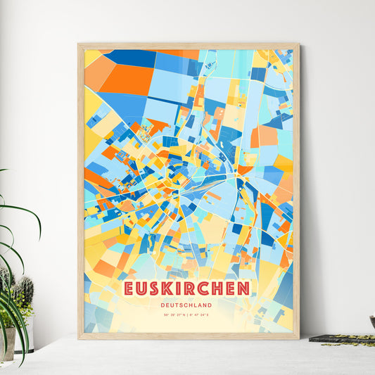 Colorful EUSKIRCHEN GERMANY Fine Art Map Blue Orange