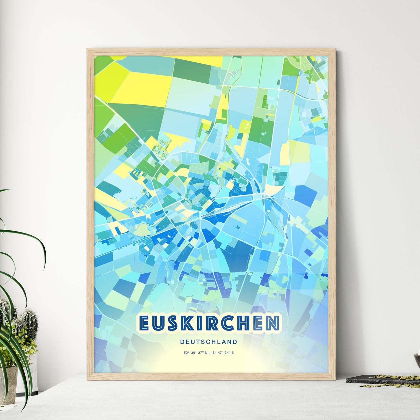 Colorful EUSKIRCHEN GERMANY Fine Art Map Cool Blue