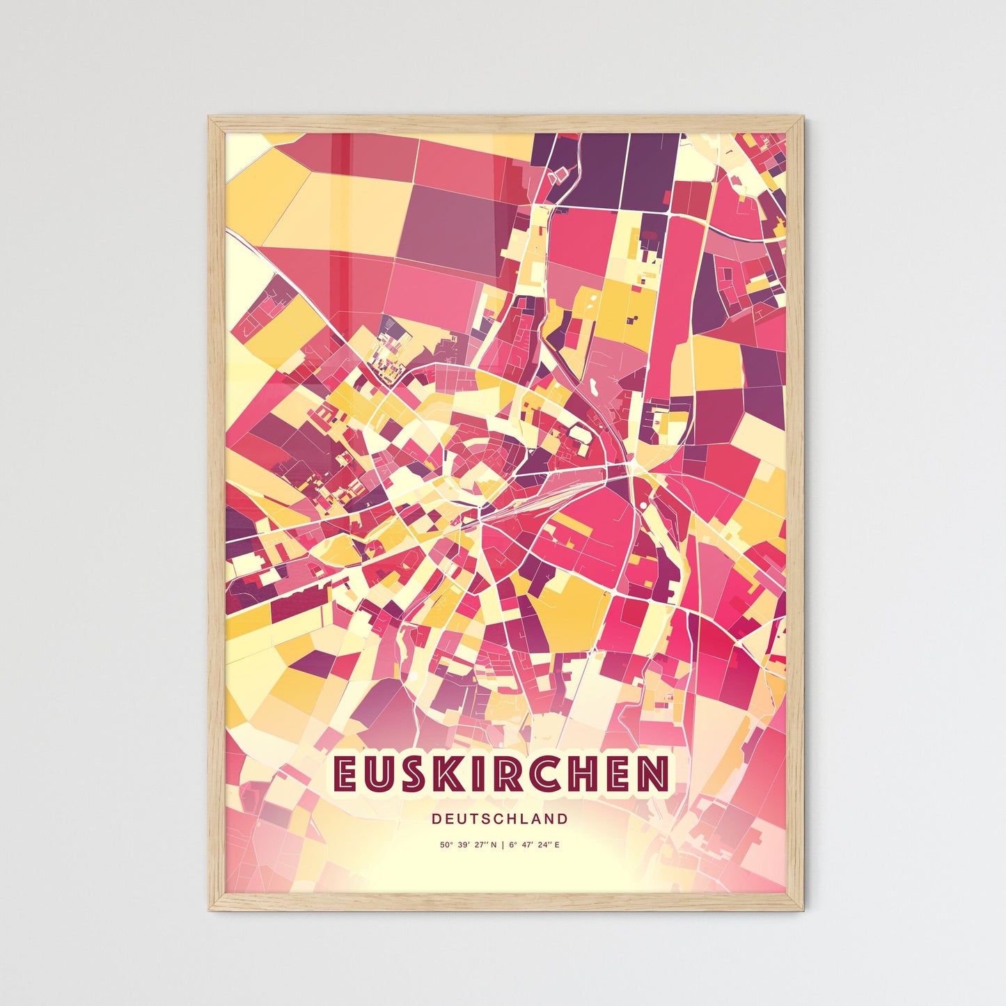 Colorful EUSKIRCHEN GERMANY Fine Art Map Hot Red