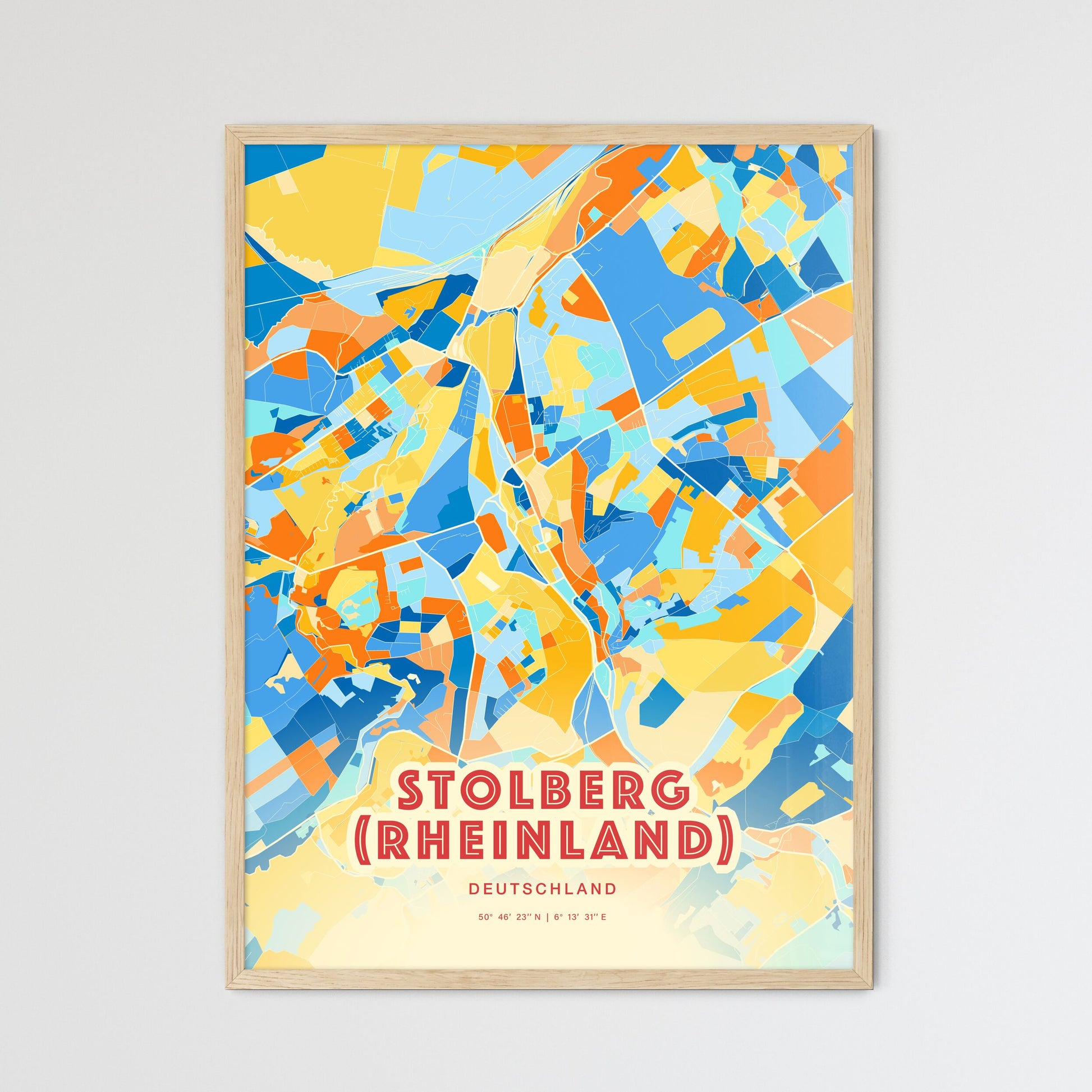 Colorful STOLBERG (RHEINLAND) GERMANY Fine Art Map Blue Orange