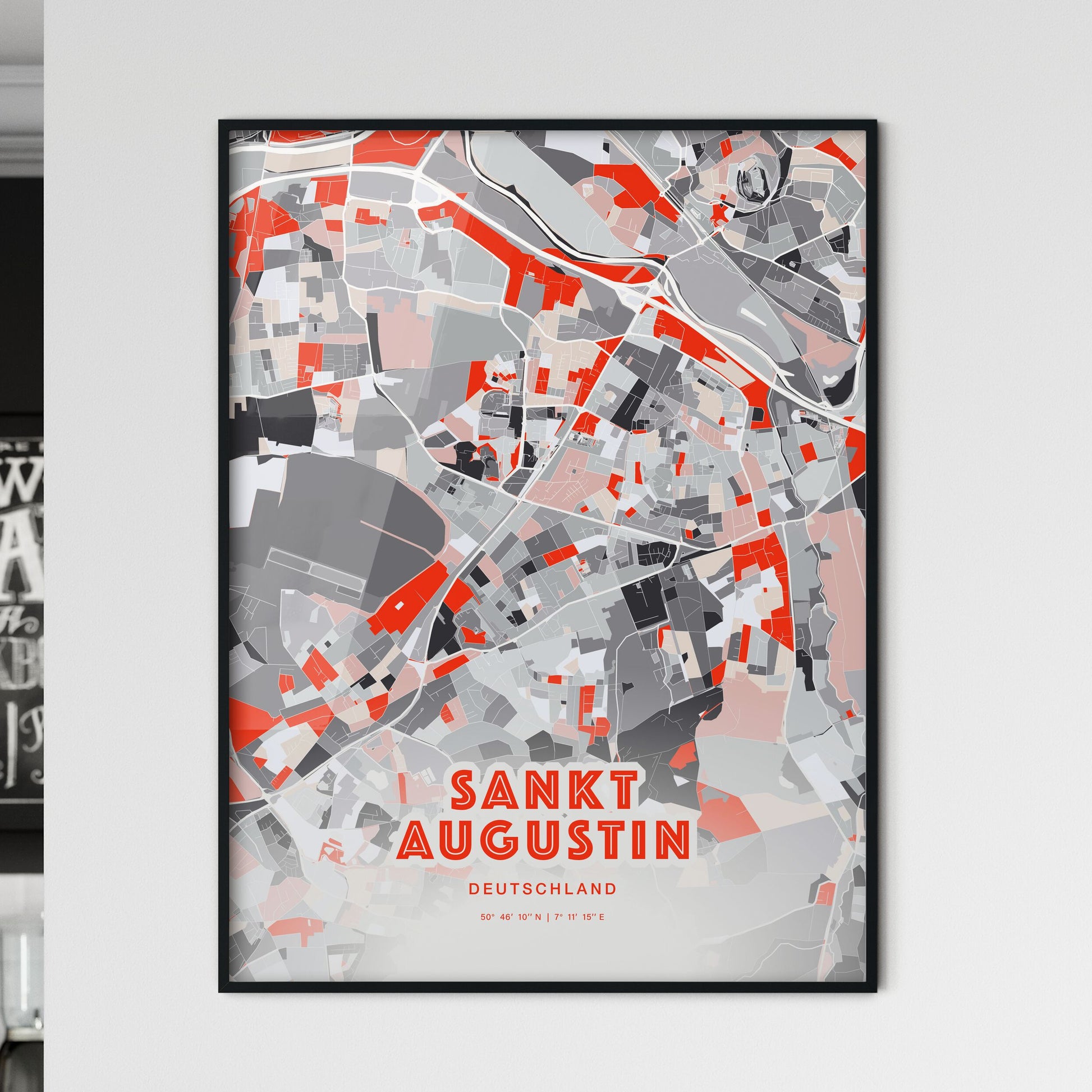 Colorful SANKT AUGUSTIN GERMANY Fine Art Map Modern