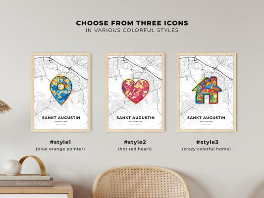 Sankt Augustin Germany maps with colorful icons